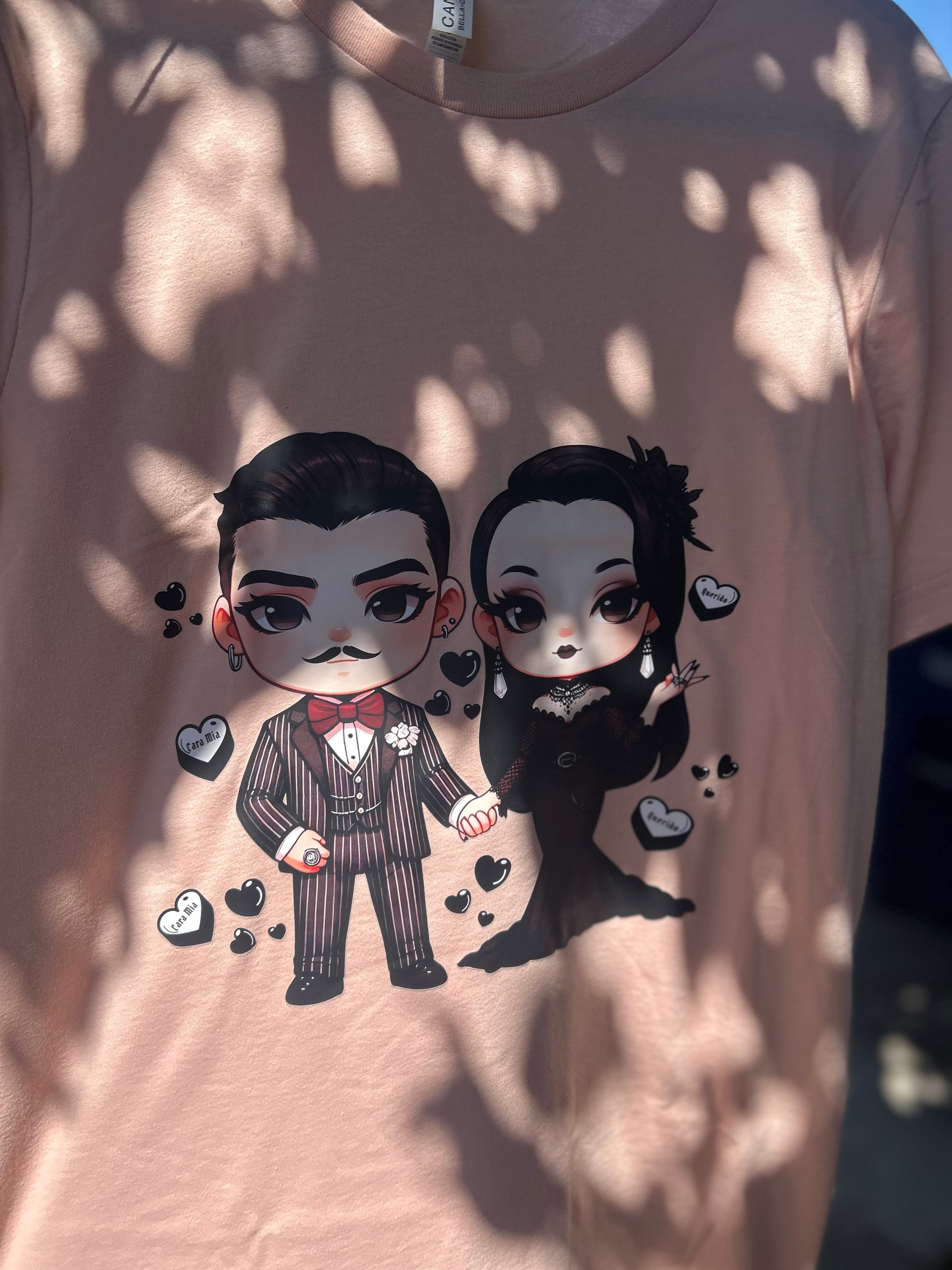 Baby Gomez and Morticia Addams